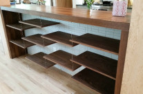 Spruce – Walnut Suspended Shelves